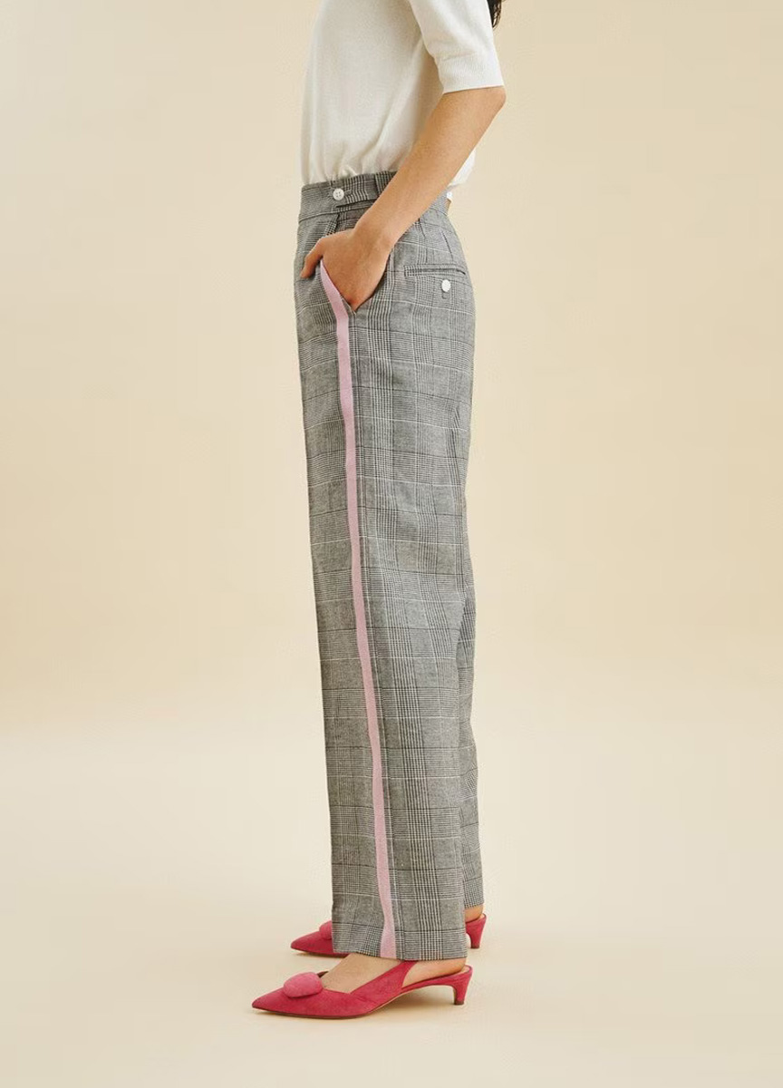 Class系列側線條設計格紋長褲