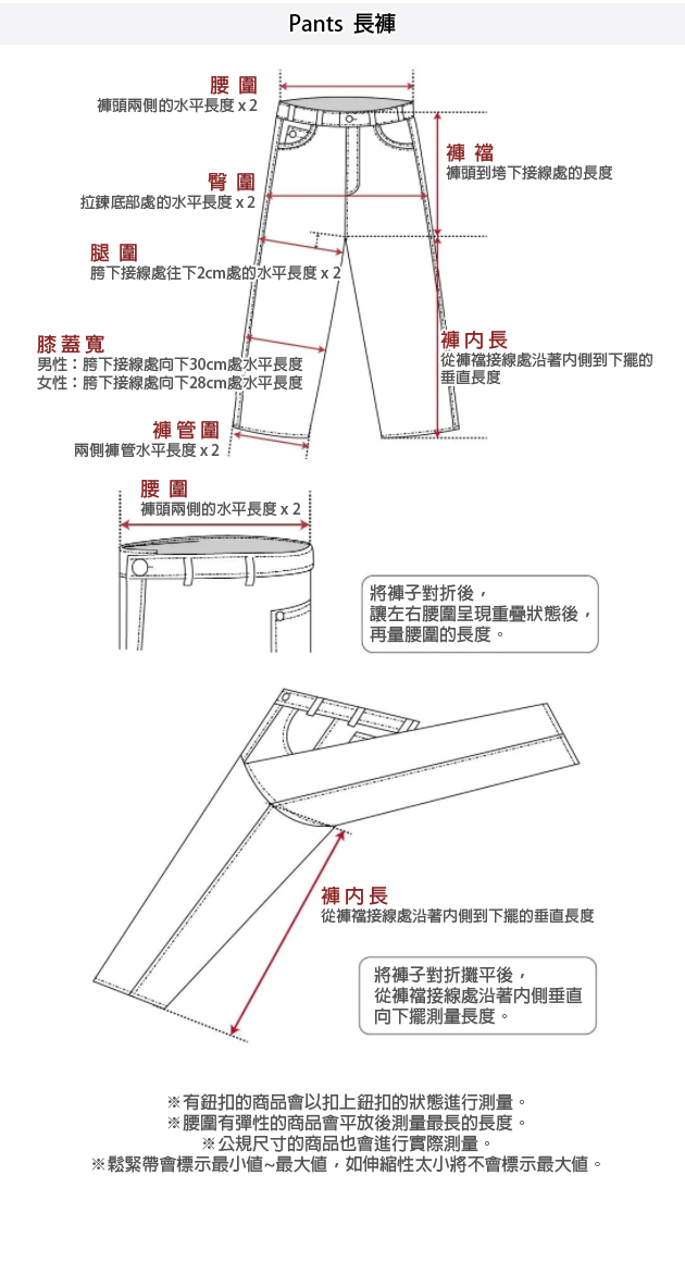 SIZE GUIDE 尺寸丈量對照表 13 長褲