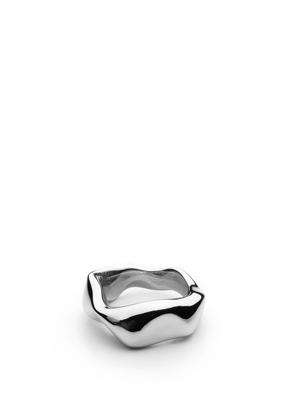 不規則弧形窄版戒指-銀-M