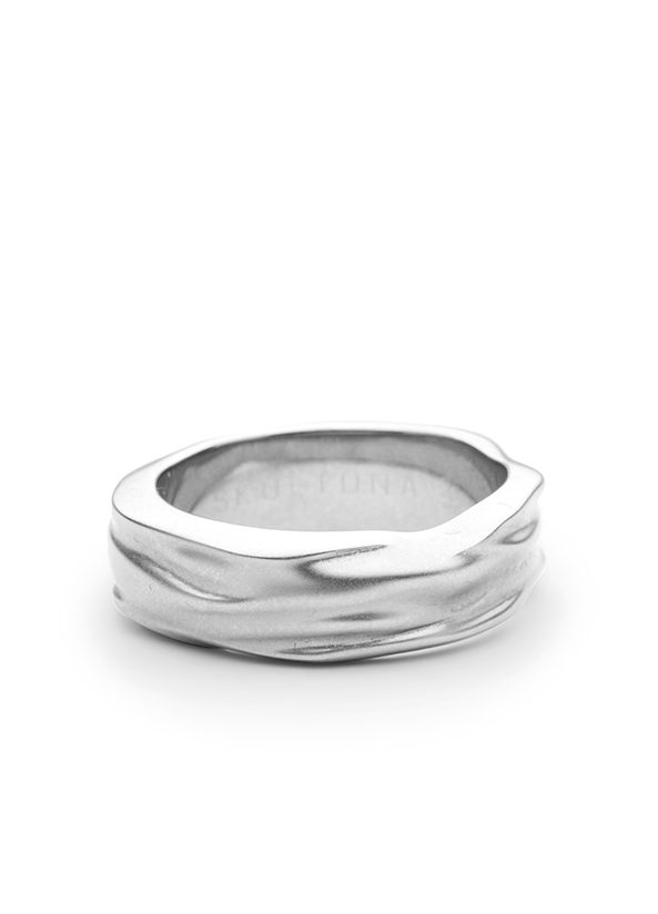 流線型寬版戒指-銀