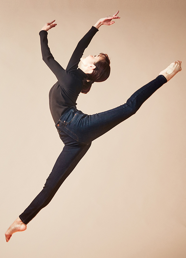 經典芭蕾修身美腿牛仔褲-深藍